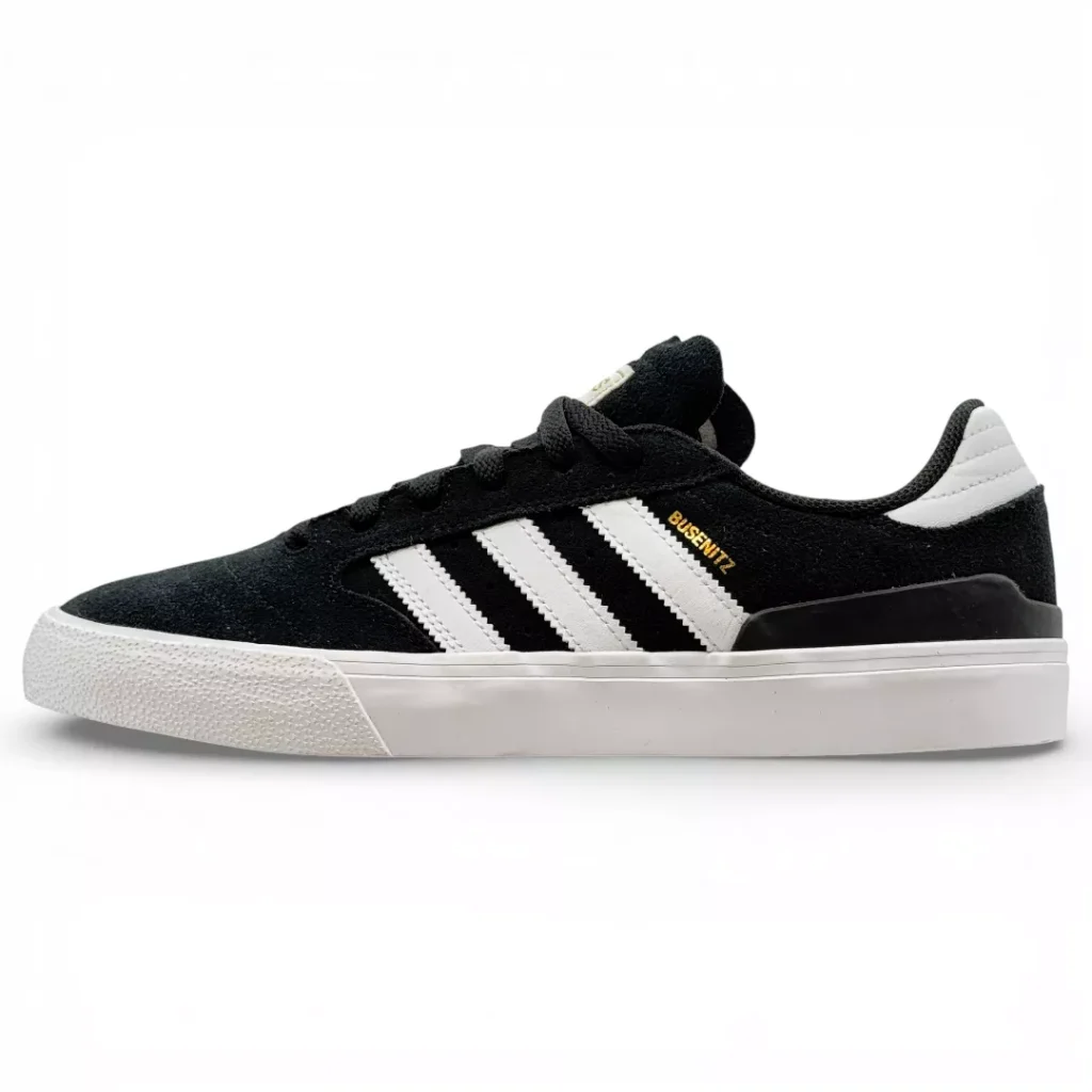 کفش مردانه adidas Busenitz مشکی سه خط سفید نمای بالا