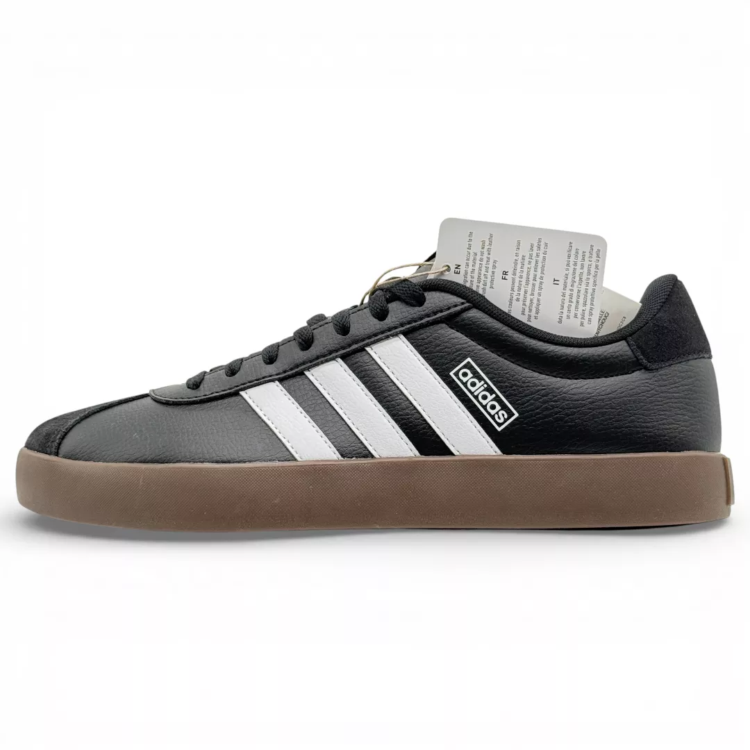 کفش مردانه adidas مشکی سه خط سفید سایز 43 کفش روزمره مردانه adidas مشکی سه خط سفید نمای اصلی