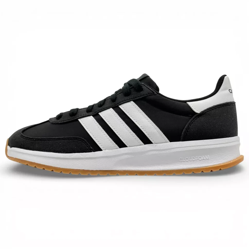 کفش adidas مشکی سفید سه خط کلاسیک نمای کامل