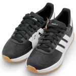 جزئیات رویه کفش adidas مشکی سفید سه خط کلاسیک