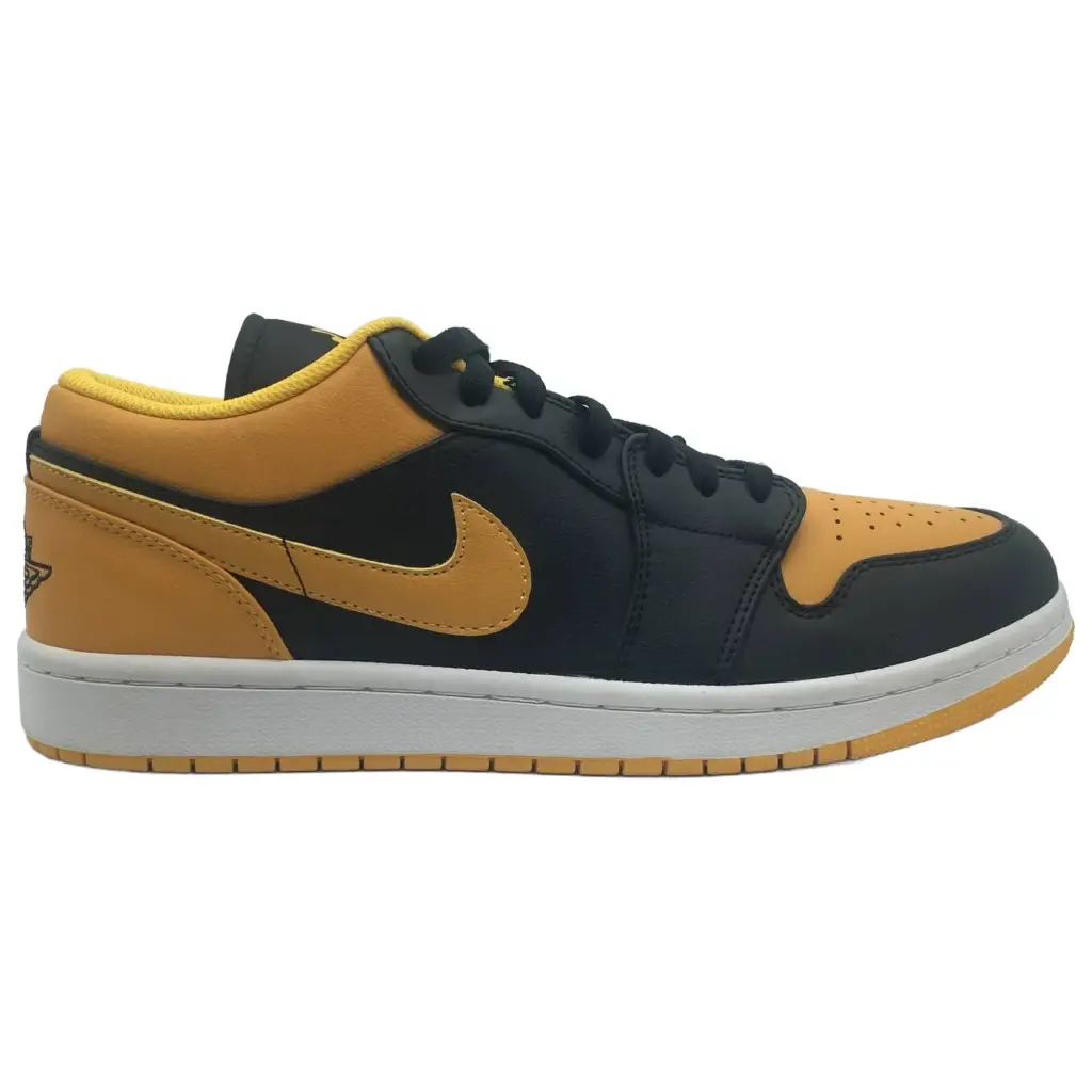 کفش نایکی ایر جردن 1 لو (Air Jordan 1 Low) مشکی زرد سایز 45 (29 سانتی‌متر) آکبند - نمای بغل بیرونی لنگه‌ی چپ