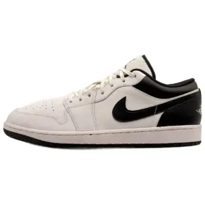 کفش نایکی ایر جردن 1 لو (Air Jordan 1 Low) سفید مشکی سایز 47.5 (31 سانتی‌متر) آکبند - نمای بغل بیرونی لنگه‌ی چپ